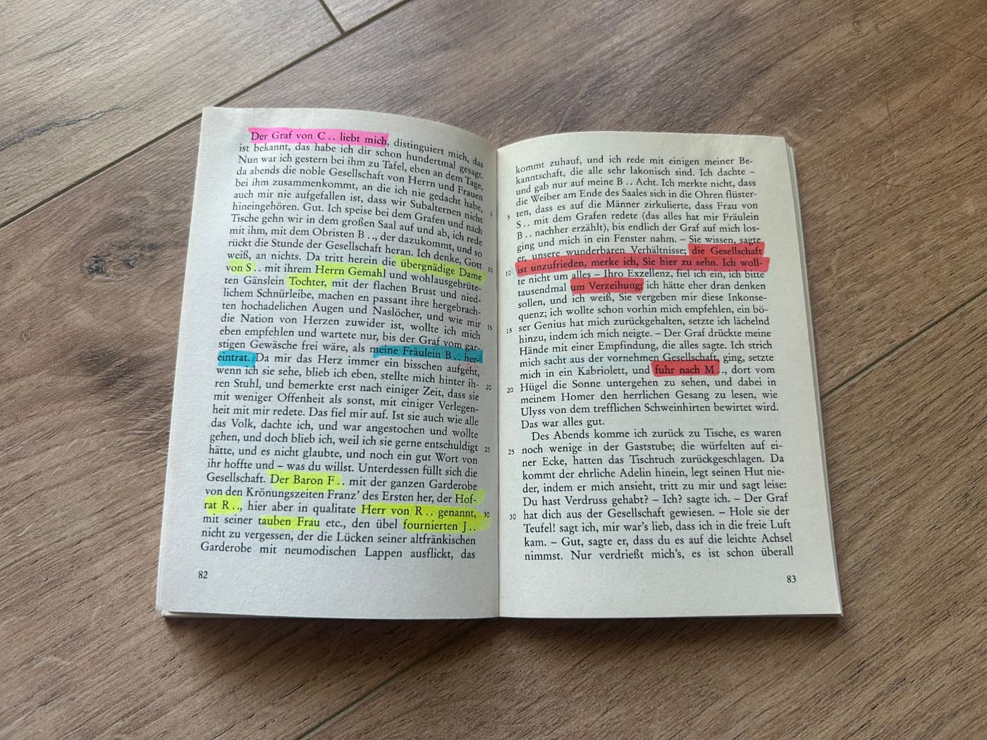 A picture of a novel highlighted with text marker
