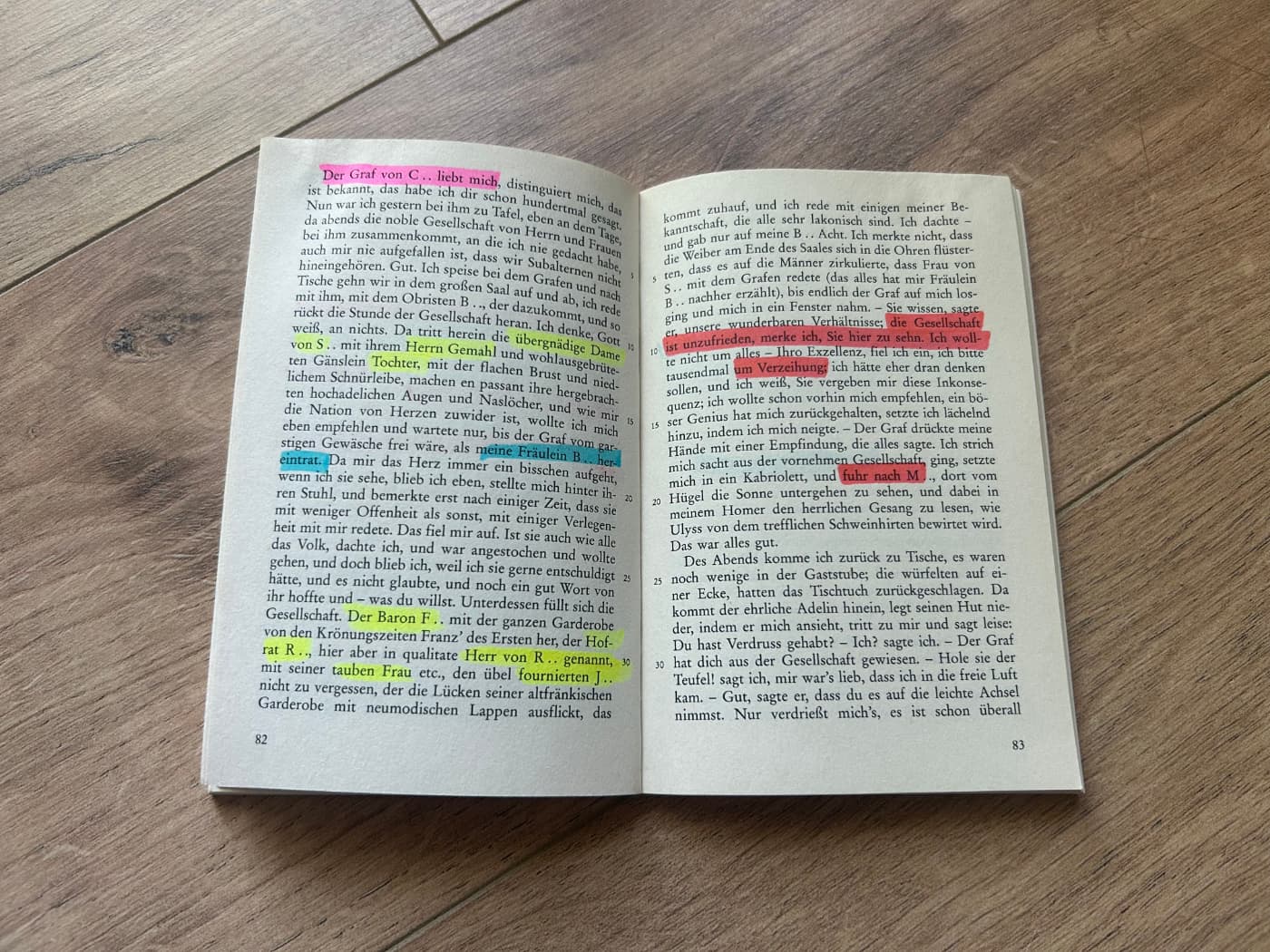 A picture of a novel highlighted with text marker